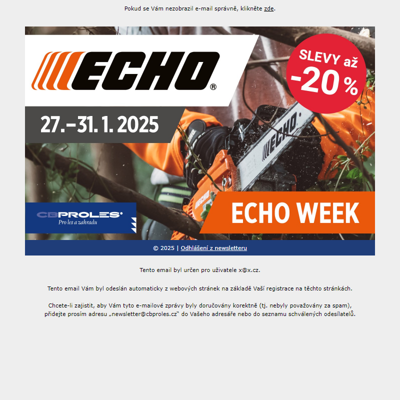 SLEVY až -20 %! Akce ECHO WEEK u CBProles jen do pátku!