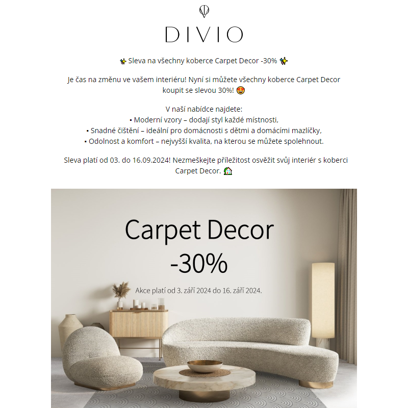 _ Sleva na všechny koberce Carpet Decor -30% _