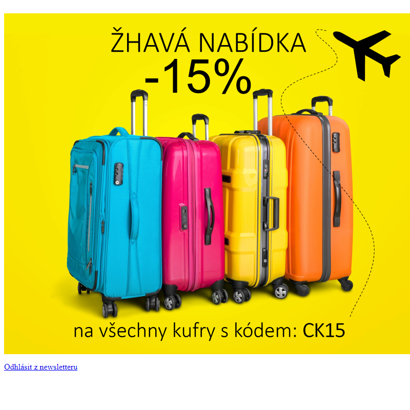 -15% na všechny kufry s kódem: CK15