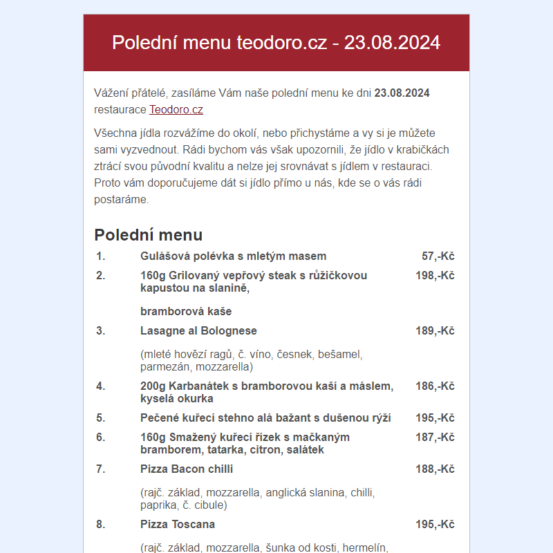 Poledni menu teodoro.cz - 23.08.2024