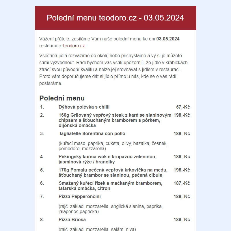 Poledni menu teodoro.cz - 03.05.2024