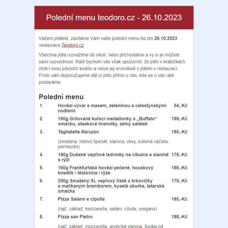 Poledni menu teodoro.cz - 26.10.2023