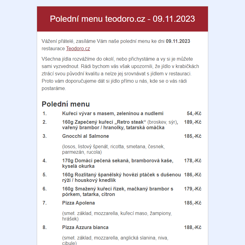 Poledni menu teodoro.cz - 09.11.2023