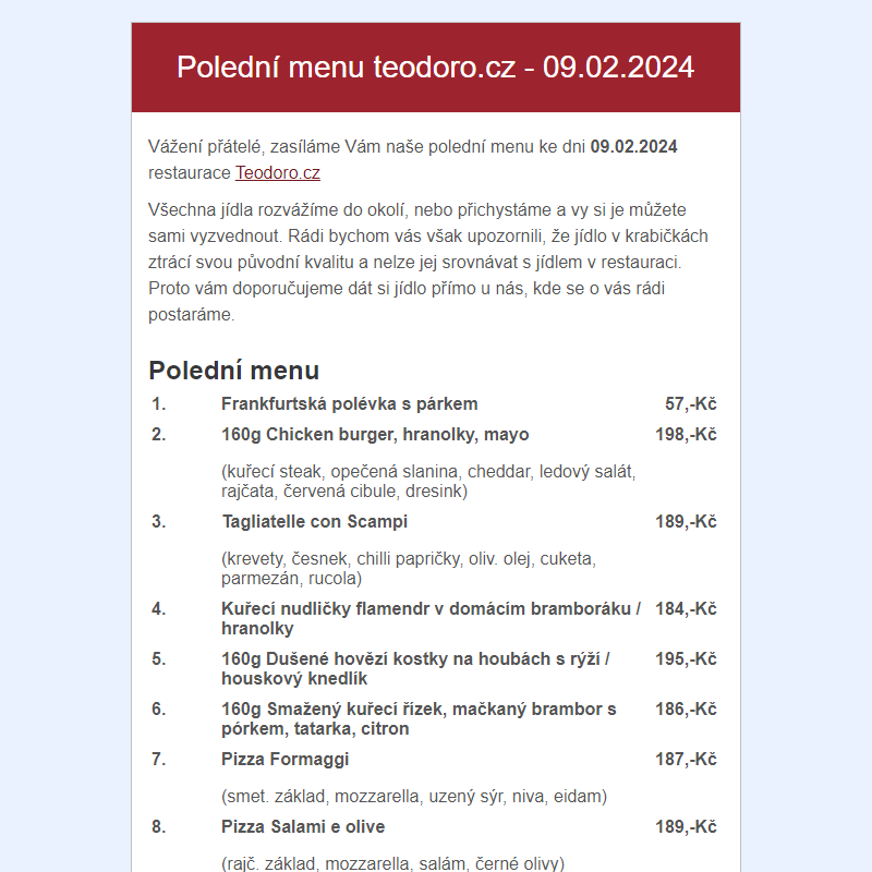 Poledni menu teodoro.cz - 09.02.2024