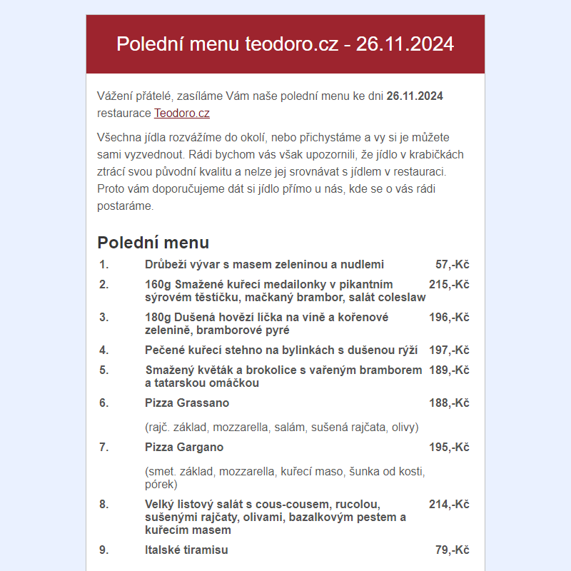 Poledni menu teodoro.cz - 26.11.2024