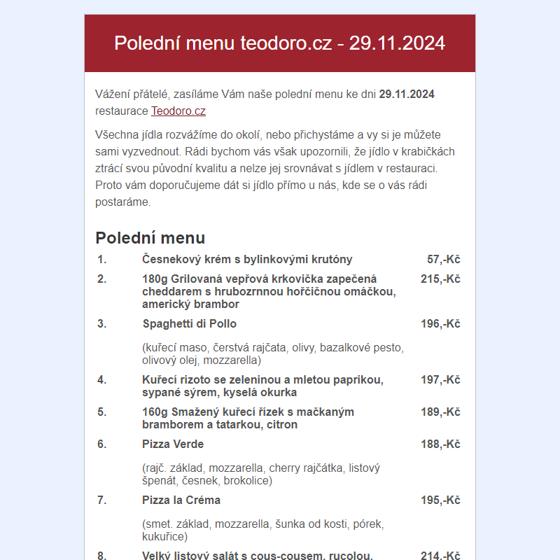 Poledni menu teodoro.cz - 29.11.2024