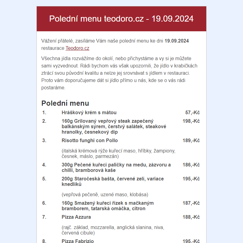 Poledni menu teodoro.cz - 19.09.2024