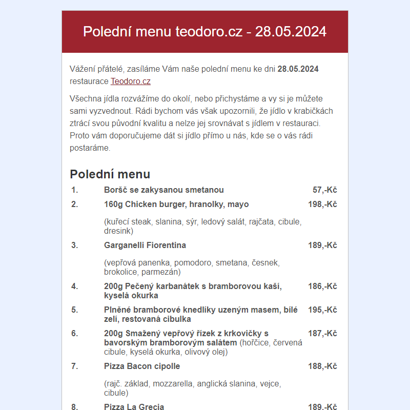 Poledni menu teodoro.cz - 28.05.2024