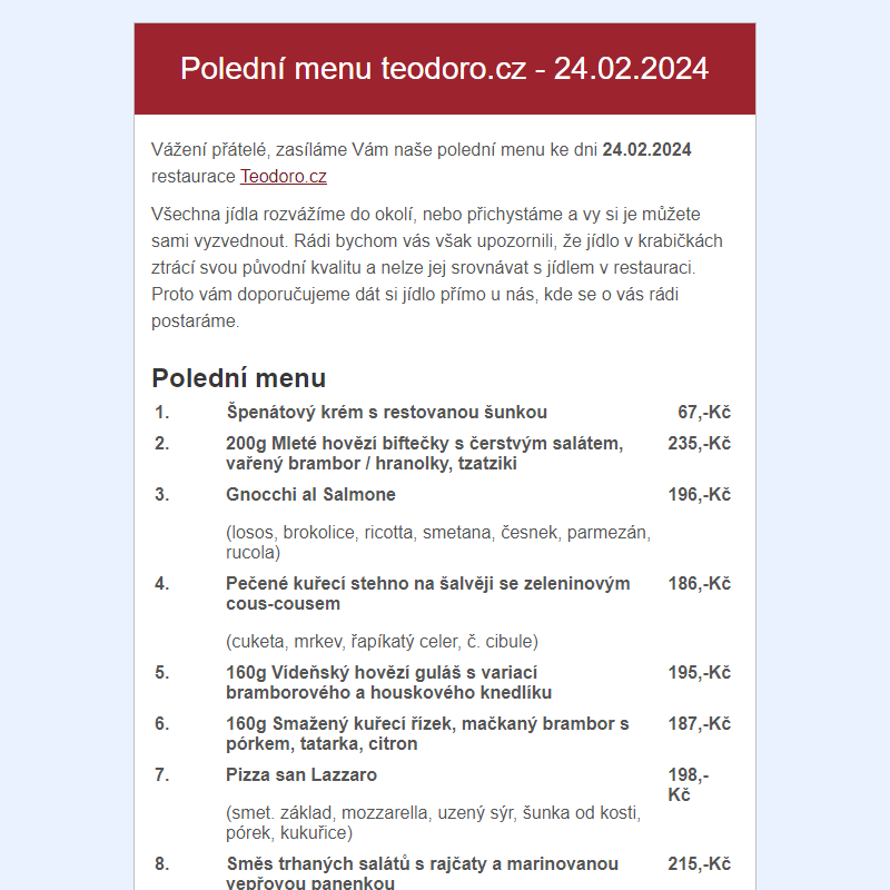 Poledni menu teodoro.cz - 24.02.2024