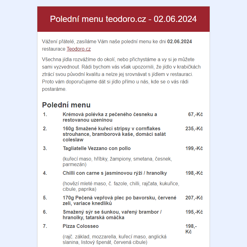 Poledni menu teodoro.cz - 02.06.2024