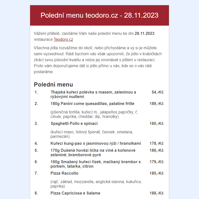 Poledni menu teodoro.cz - 28.11.2023