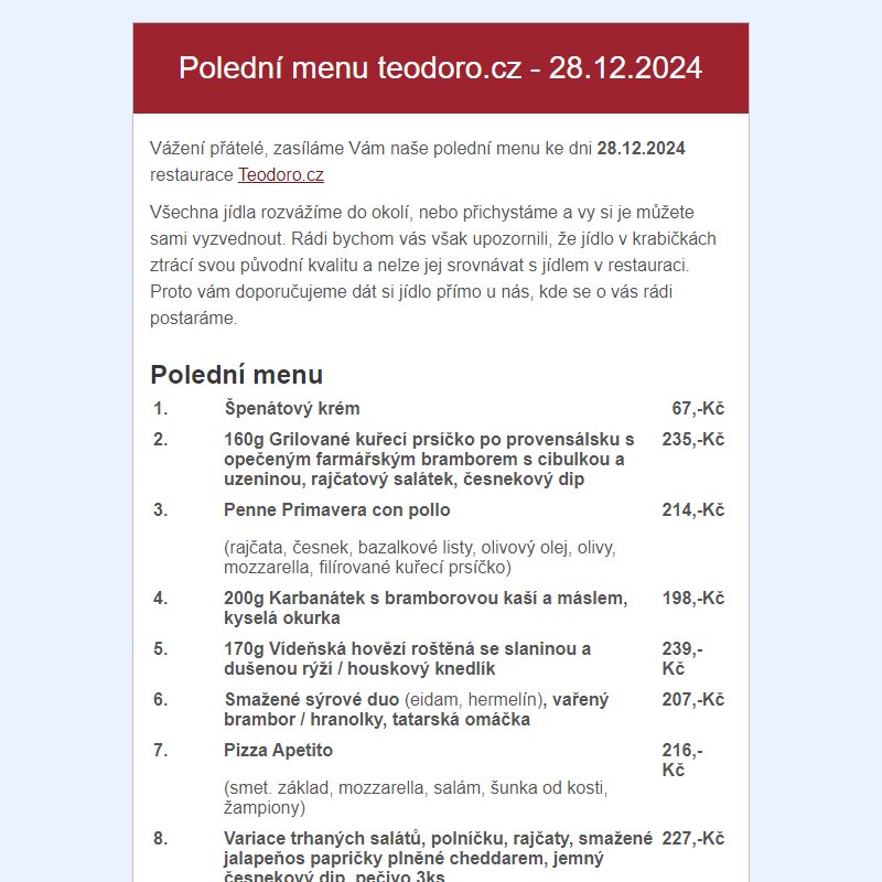 Poledni menu teodoro.cz - 28.12.2024