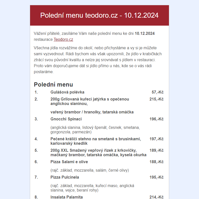 Poledni menu teodoro.cz - 10.12.2024