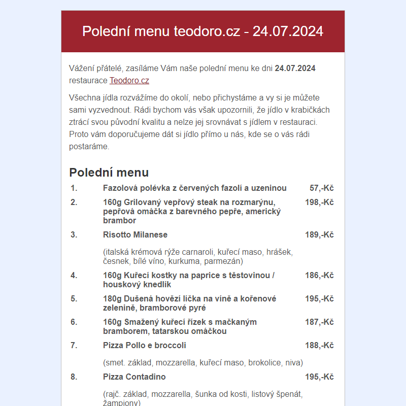 Poledni menu teodoro.cz - 24.07.2024