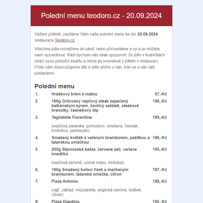 Poledni menu teodoro.cz - 20.09.2024