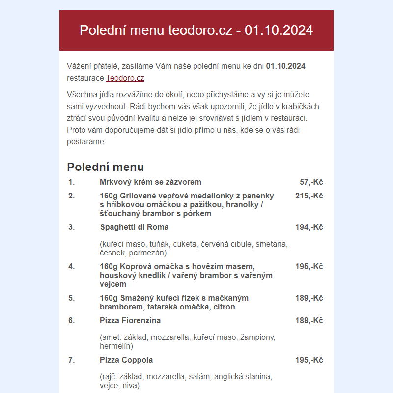 Poledni menu teodoro.cz - 01.10.2024