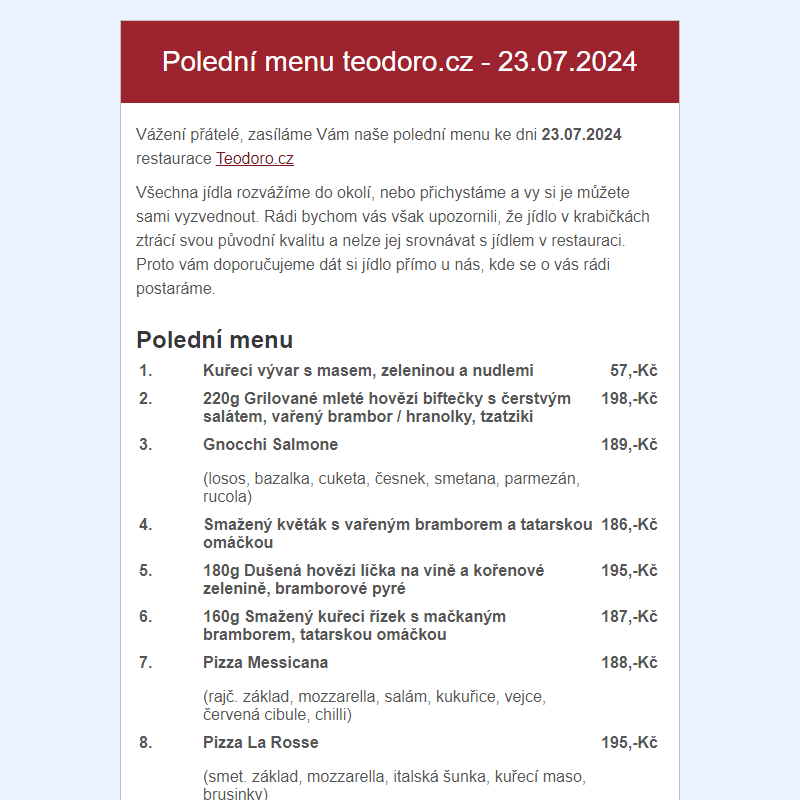 Poledni menu teodoro.cz - 23.07.2024