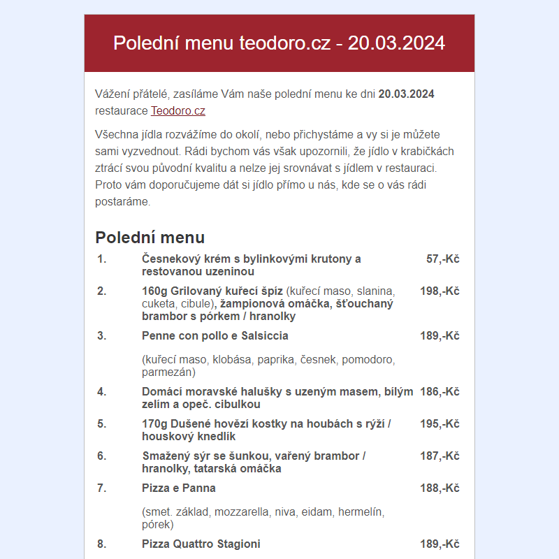 Poledni menu teodoro.cz - 20.03.2024