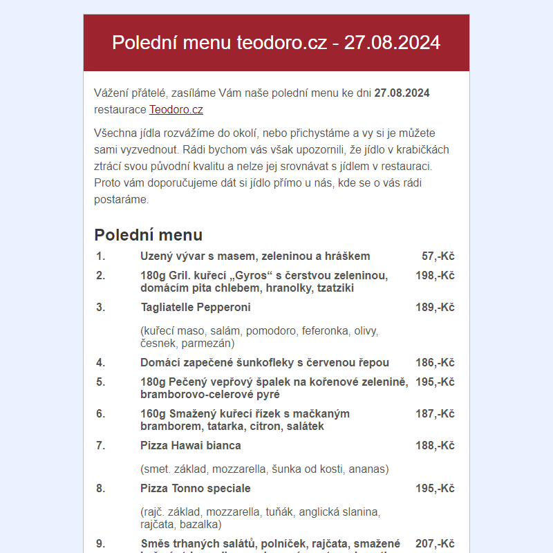 Poledni menu teodoro.cz - 27.08.2024