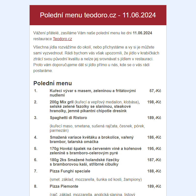 Poledni menu teodoro.cz - 11.06.2024