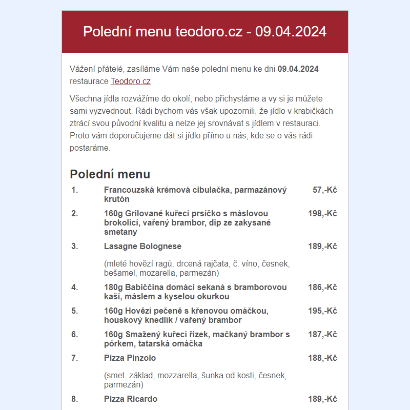 Poledni menu teodoro.cz - 09.04.2024