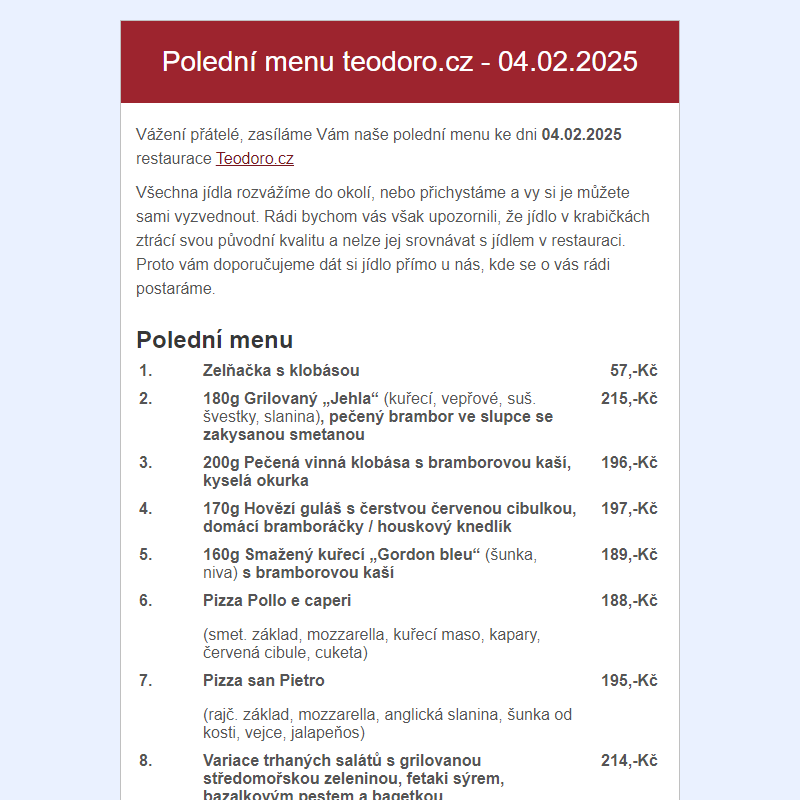 Poledni menu teodoro.cz - 04.02.2025