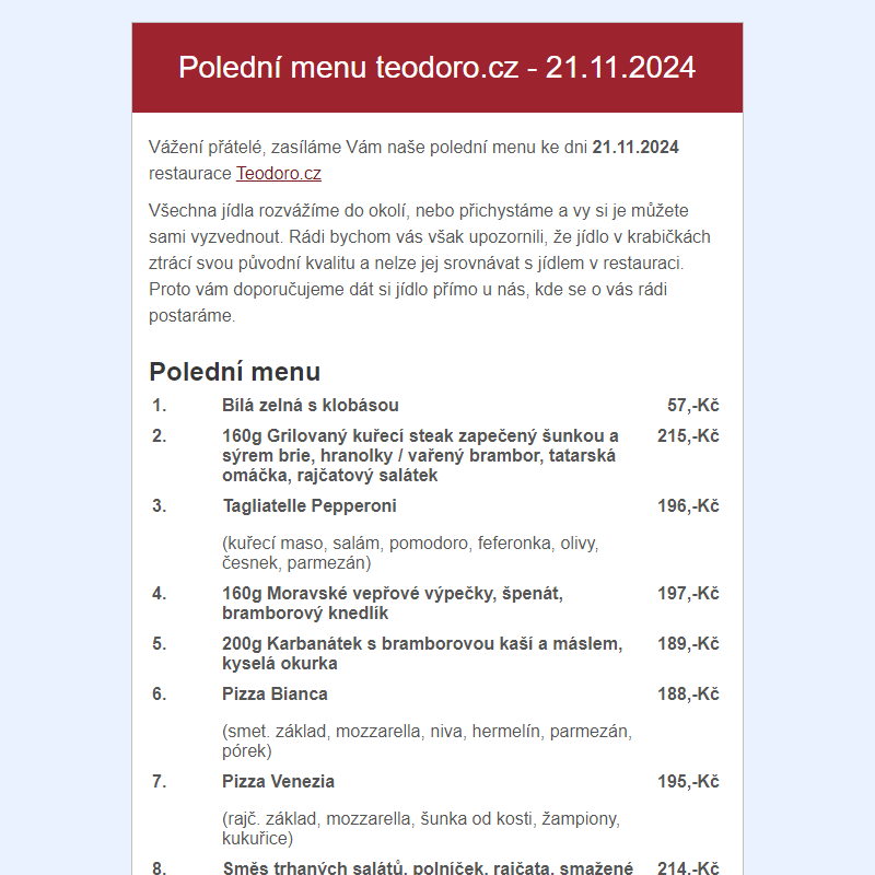 Poledni menu teodoro.cz - 21.11.2024