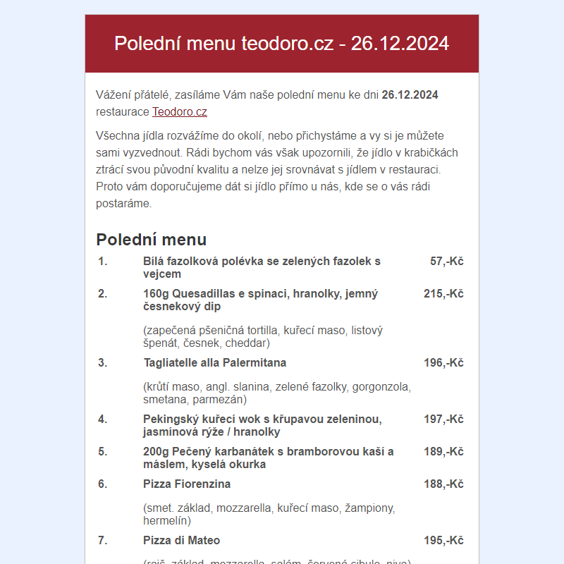 Poledni menu teodoro.cz - 26.12.2024