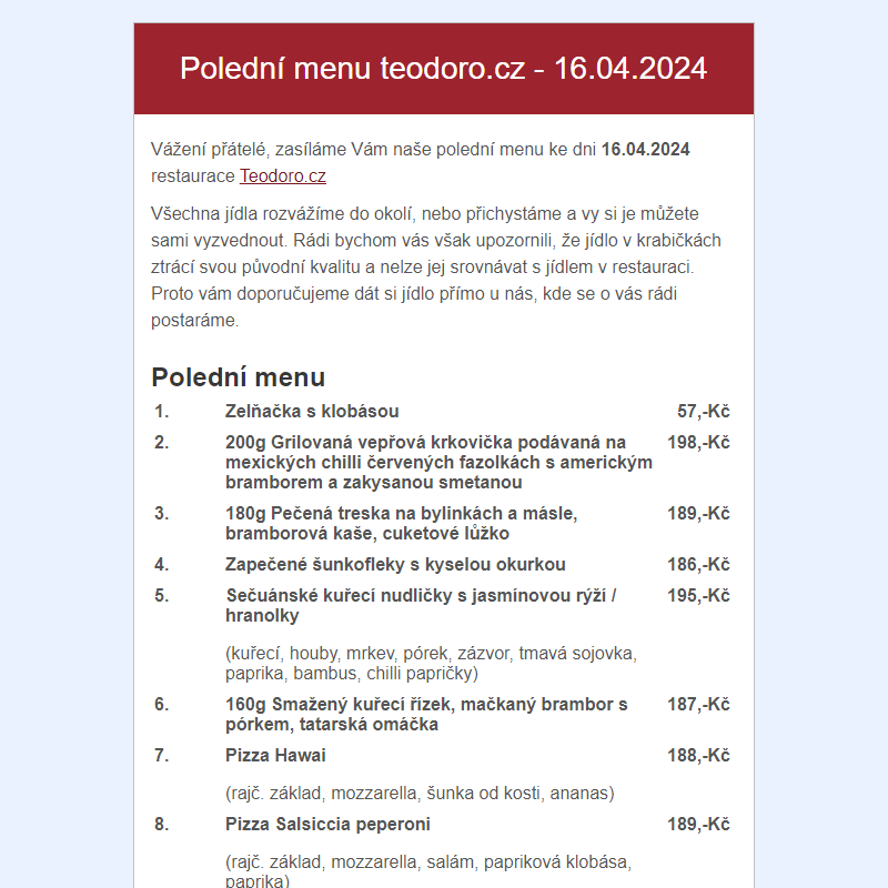 Poledni menu teodoro.cz - 16.04.2024