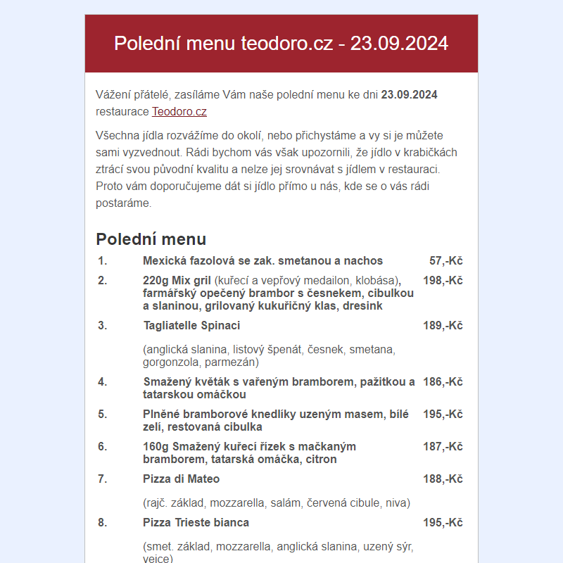 Poledni menu teodoro.cz - 23.09.2024