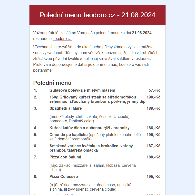 Poledni menu teodoro.cz - 21.08.2024