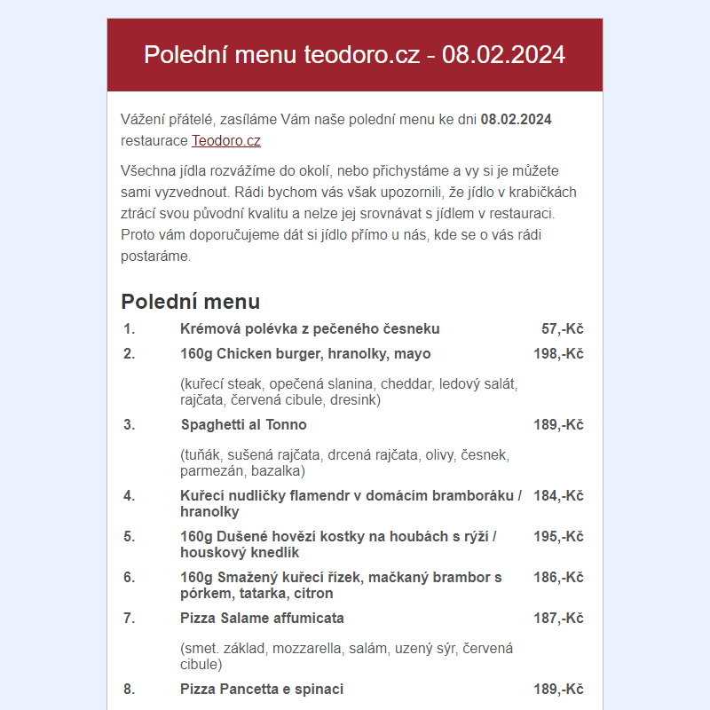 Poledni menu teodoro.cz - 08.02.2024