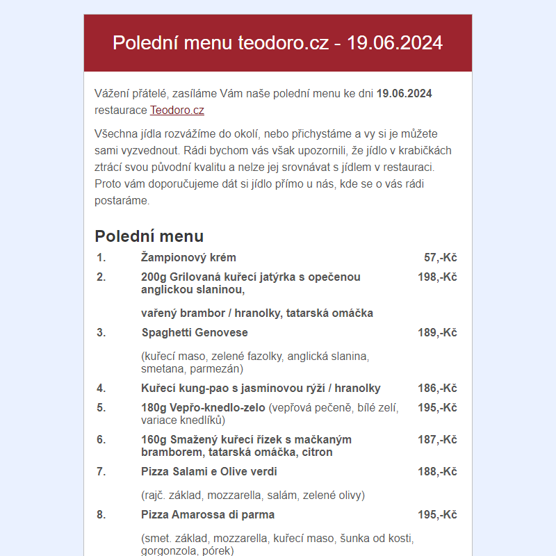 Poledni menu teodoro.cz - 19.06.2024