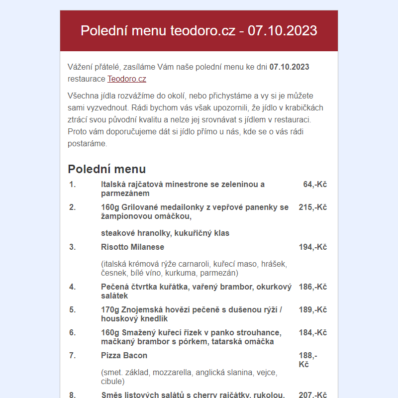 Poledni menu teodoro.cz - 07.10.2023