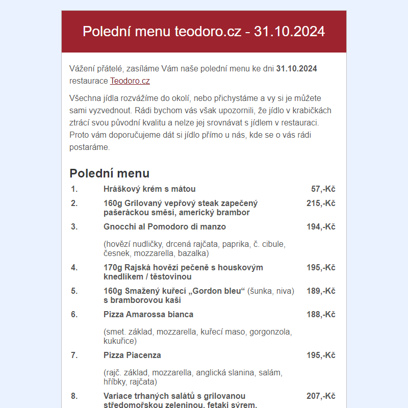 Poledni menu teodoro.cz - 31.10.2024