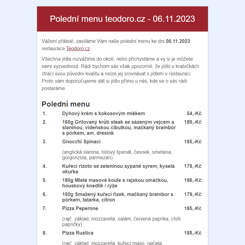Poledni menu teodoro.cz - 06.11.2023