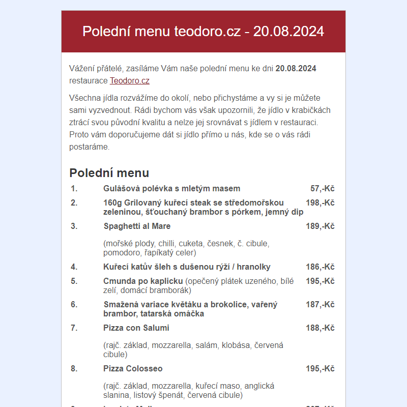 Poledni menu teodoro.cz - 20.08.2024