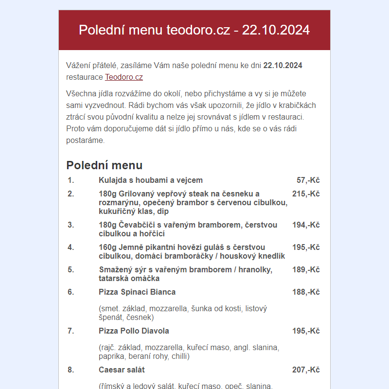 Poledni menu teodoro.cz - 22.10.2024