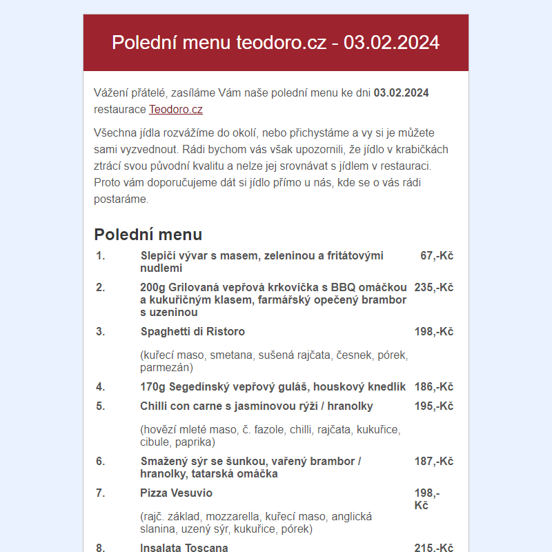 Poledni menu teodoro.cz - 03.02.2024