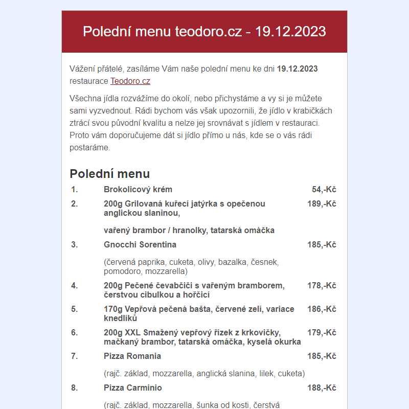 Poledni menu teodoro.cz - 19.12.2023
