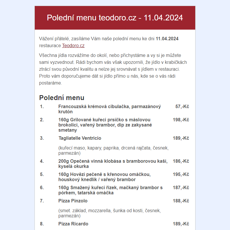 Poledni menu teodoro.cz - 11.04.2024