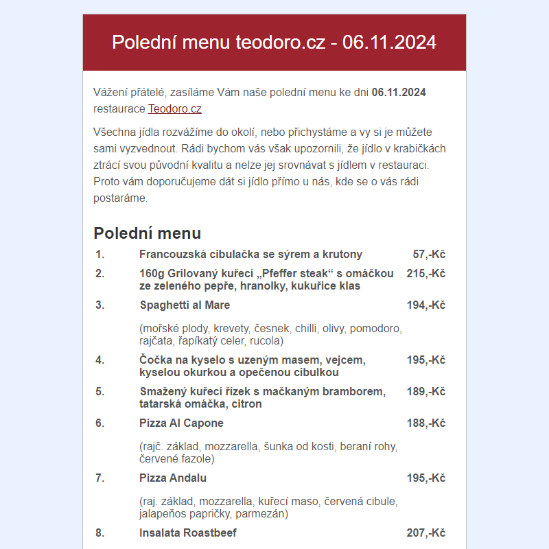 Poledni menu teodoro.cz - 06.11.2024