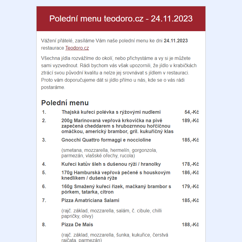 Poledni menu teodoro.cz - 24.11.2023