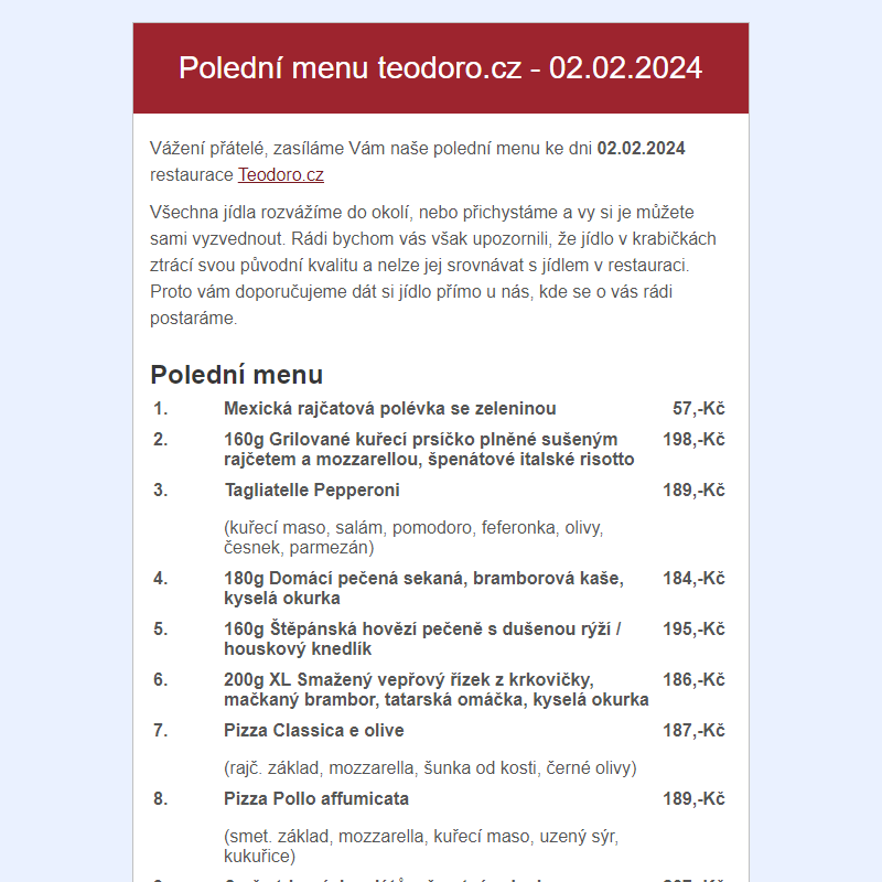 Poledni menu teodoro.cz - 02.02.2024