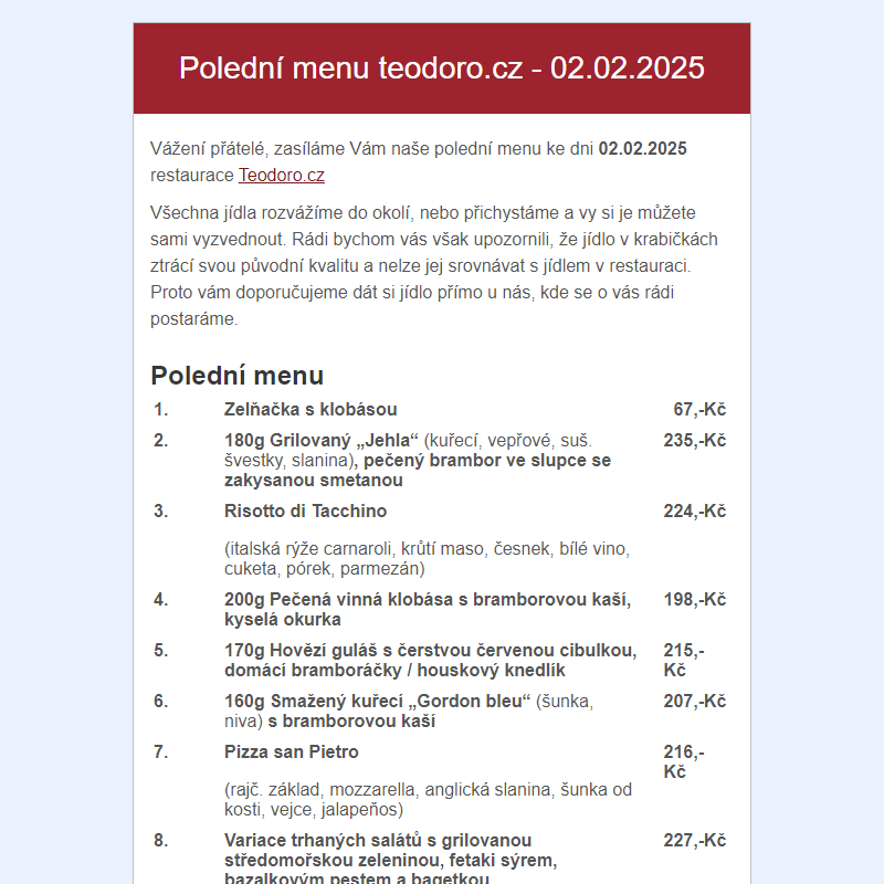 Poledni menu teodoro.cz - 02.02.2025