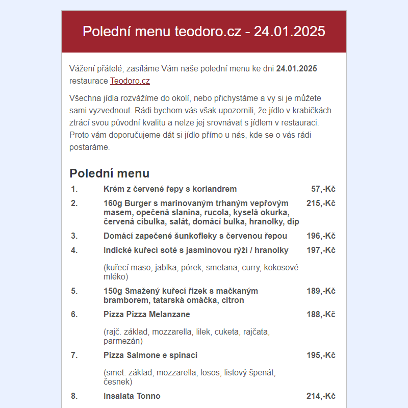 Poledni menu teodoro.cz - 24.01.2025