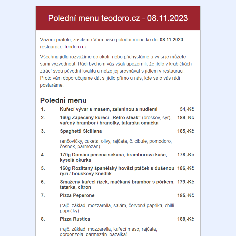 Poledni menu teodoro.cz - 08.11.2023