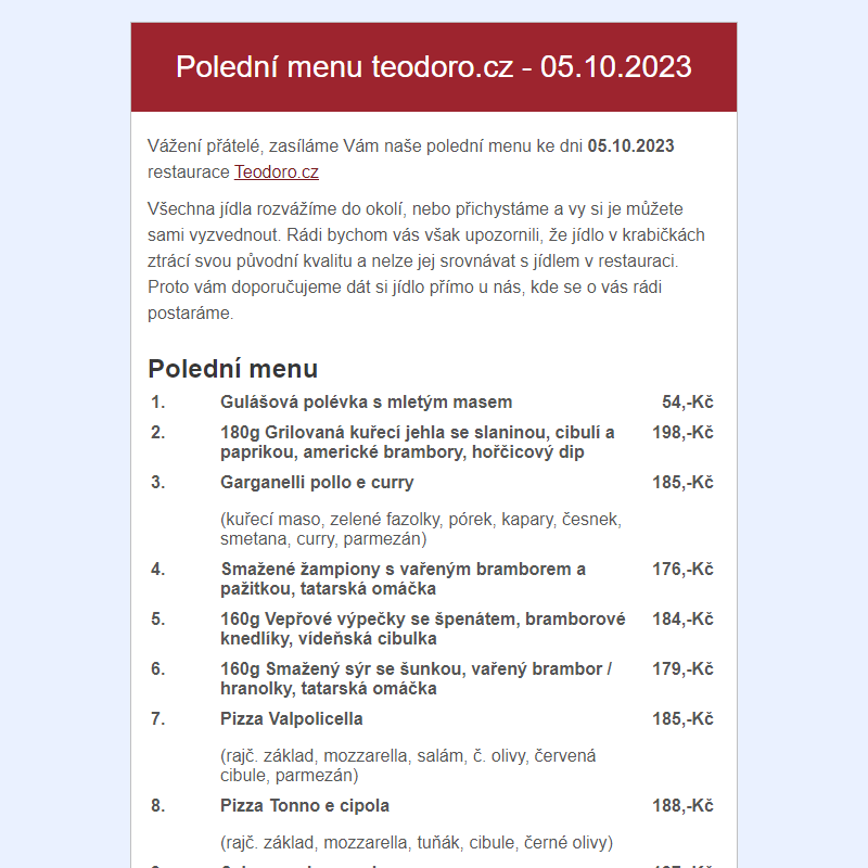 Poledni menu teodoro.cz - 05.10.2023