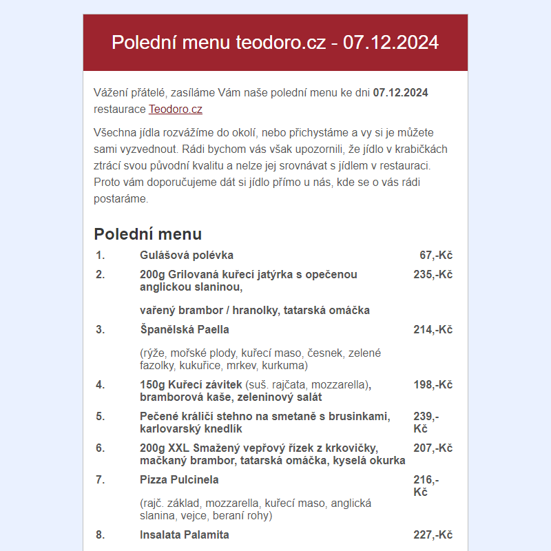 Poledni menu teodoro.cz - 07.12.2024