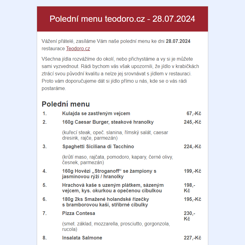 Poledni menu teodoro.cz - 28.07.2024